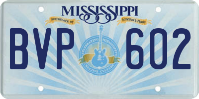 MS license plate BVP602