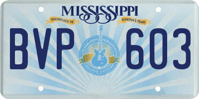 MS license plate BVP603