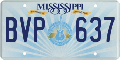 MS license plate BVP637