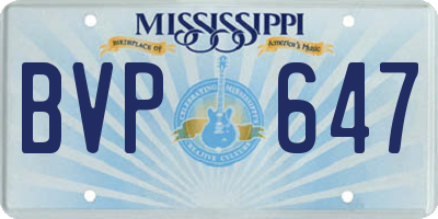 MS license plate BVP647