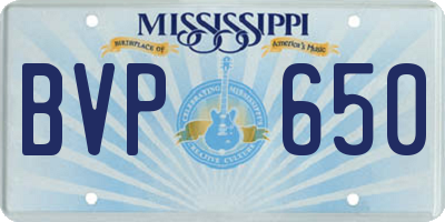 MS license plate BVP650
