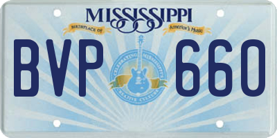 MS license plate BVP660