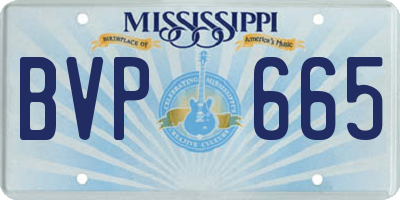 MS license plate BVP665
