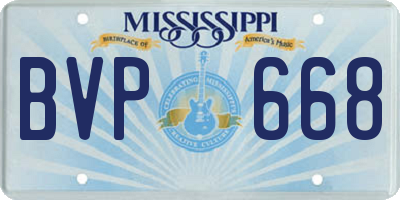 MS license plate BVP668