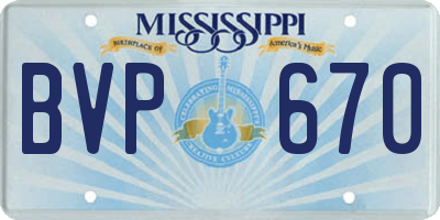 MS license plate BVP670