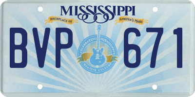 MS license plate BVP671