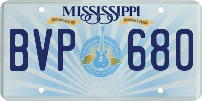 MS license plate BVP680