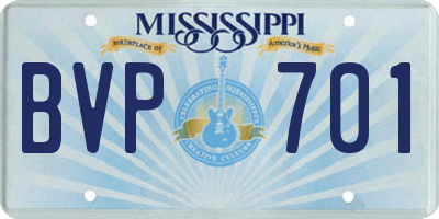 MS license plate BVP701