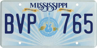 MS license plate BVP765