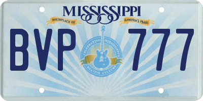 MS license plate BVP777