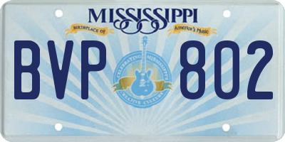 MS license plate BVP802