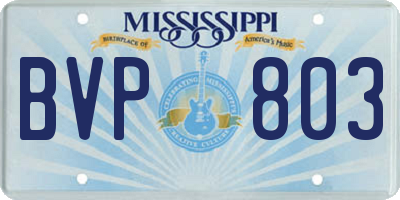MS license plate BVP803