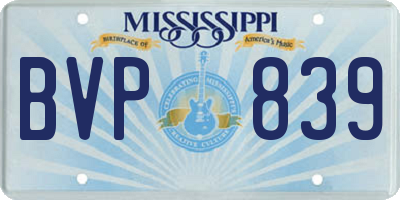 MS license plate BVP839