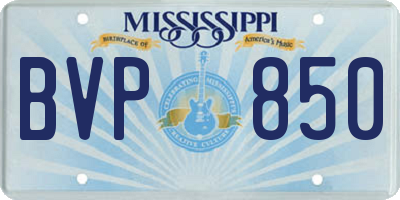 MS license plate BVP850