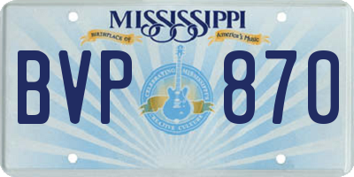 MS license plate BVP870