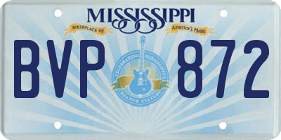 MS license plate BVP872