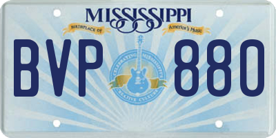 MS license plate BVP880