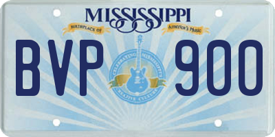MS license plate BVP900