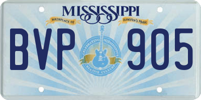 MS license plate BVP905