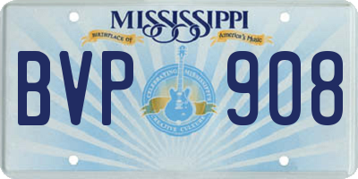MS license plate BVP908