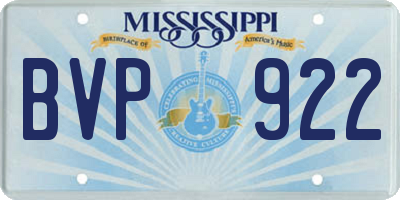 MS license plate BVP922