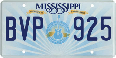 MS license plate BVP925