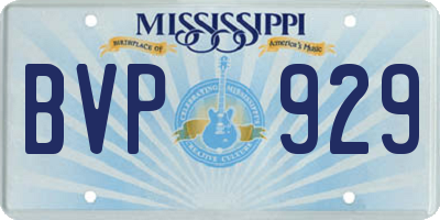 MS license plate BVP929