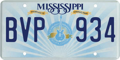 MS license plate BVP934
