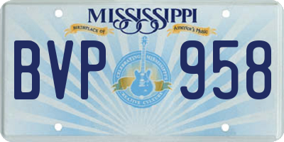 MS license plate BVP958