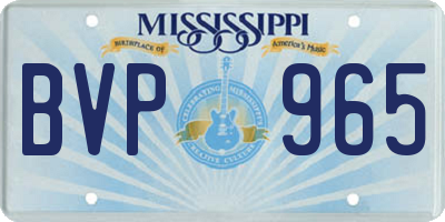 MS license plate BVP965
