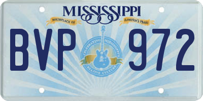 MS license plate BVP972
