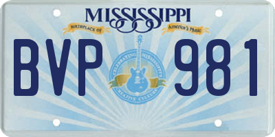 MS license plate BVP981