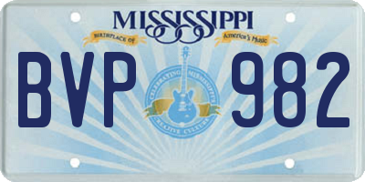 MS license plate BVP982