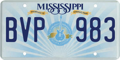 MS license plate BVP983