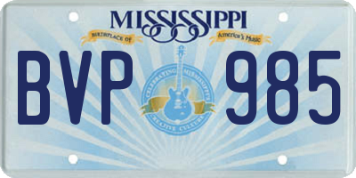 MS license plate BVP985