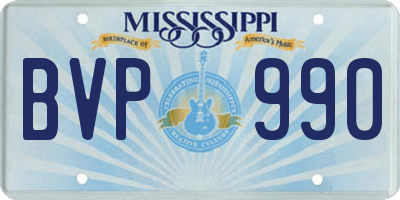 MS license plate BVP990