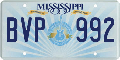 MS license plate BVP992