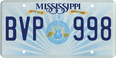 MS license plate BVP998