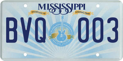 MS license plate BVQ003