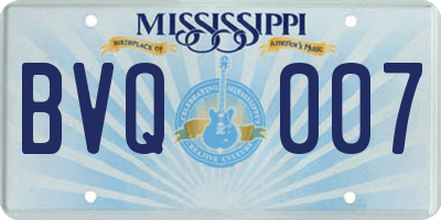 MS license plate BVQ007