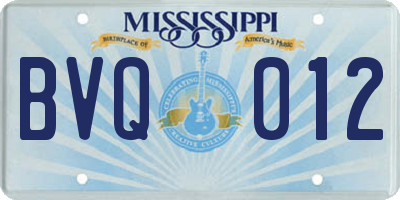 MS license plate BVQ012