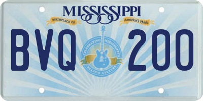 MS license plate BVQ200