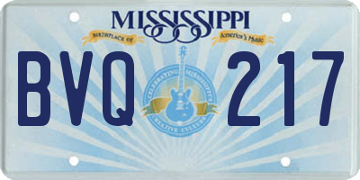 MS license plate BVQ217
