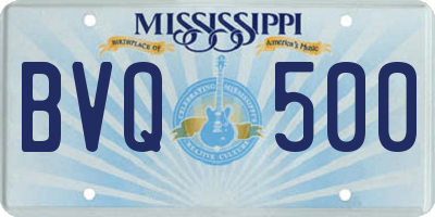 MS license plate BVQ500