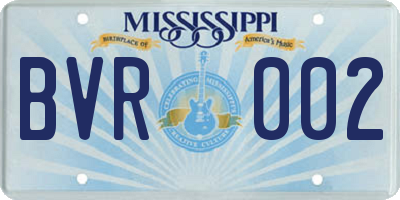 MS license plate BVR002