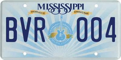 MS license plate BVR004