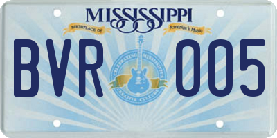 MS license plate BVR005