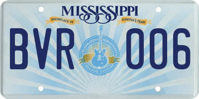 MS license plate BVR006