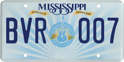 MS license plate BVR007