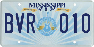 MS license plate BVR010